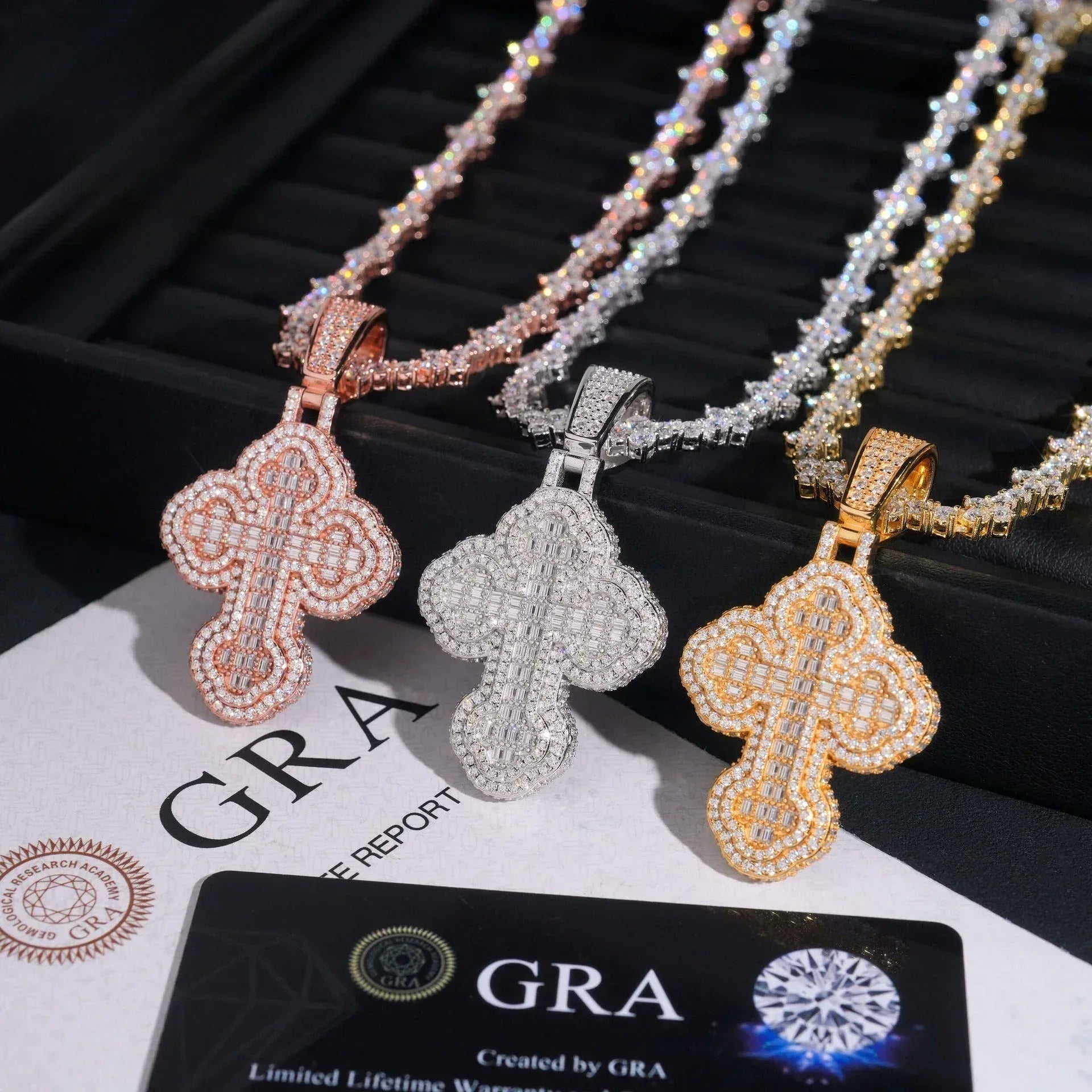 New Personalized Hip-Hop Cross Pendant – S925 Silver Moissanite, Fits 8MM Tennis Chain Necklace - CaratixJewelry